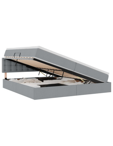Letto con contenitore e LED Grigio chiaro 200 x 200 cm Tessuto