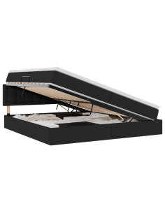 Letto con contenitore e LED con led Nero 200 x 200 cm Tessuto 2