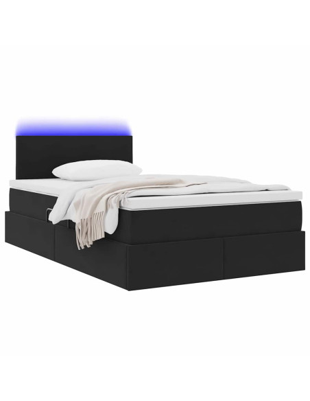 Letto con contenitore e LED con led Nero 120 x 200 cm Velluto