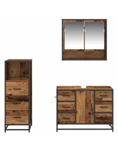 Set di mobili per il bagno 3 pcs Legno vecchio 80 x 33 x 60 cm