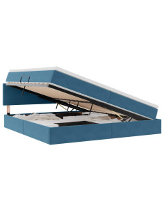 Letto con contenitore e LED Blu Scuro 200 x 200 cm Velluto 2