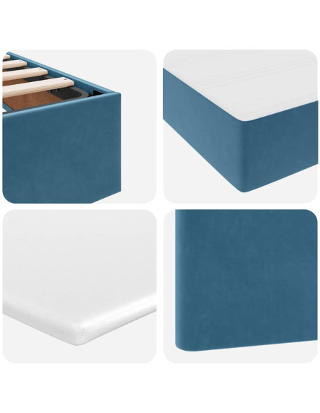 Letto con contenitore e LED Blu Scuro 200 x 200 cm Velluto
