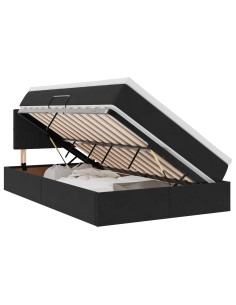 Letto con contenitore e LED con led Nero 120 x 190 cm Velluto 2