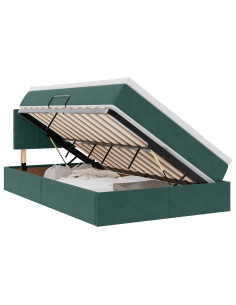 Letto con contenitore e LED Verde Scuro 120 x 200 cm Velluto 2