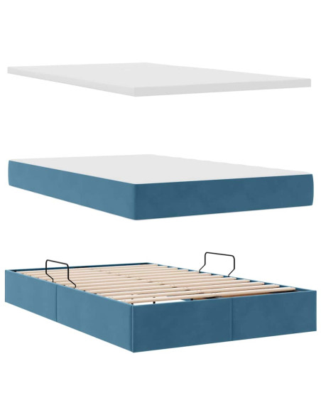 Letto con contenitore e LED Blu Scuro 120 x 200 cm Velluto