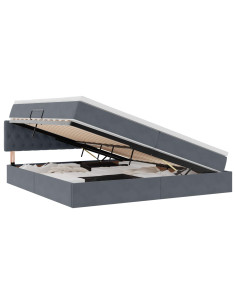 Letto con contenitore e LED Grigio scuro 200 x 200 cm Velluto 2