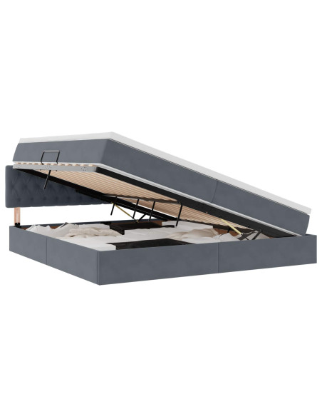 Letto con contenitore e LED Grigio scuro 200 x 200 cm Velluto