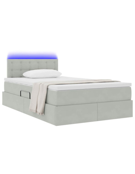 Letto con contenitore e LED Grigio chiaro 120 x 190 cm Velluto