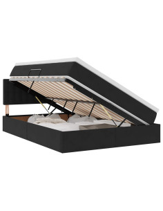 Letto con contenitore e LED con led Nero 140 x 190 cm Velluto 2