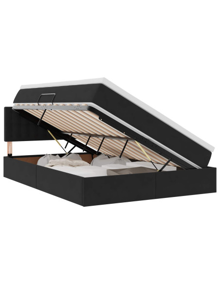 Letto con contenitore e LED con led Nero 140 x 200 cm Velluto