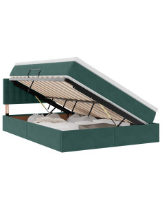 Letto con contenitore e LED Verde Scuro 140 x 200 cm Velluto 2