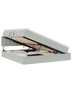Letto con contenitore e LED Grigio chiaro 180 x 200 cm Velluto 2