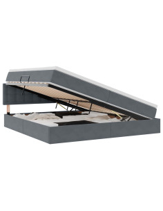 Letto con contenitore e LED Grigio scuro 200 x 200 cm Velluto 2