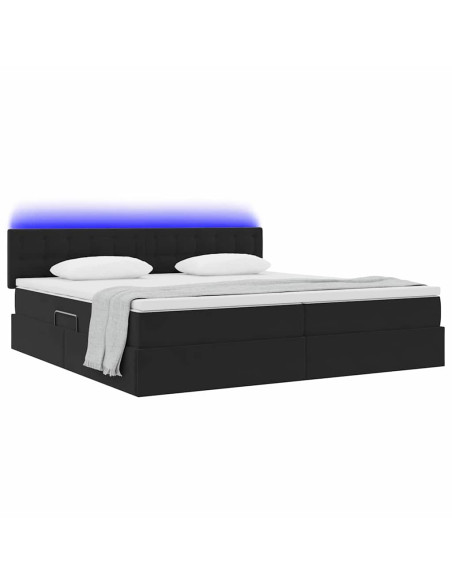 Letto con contenitore e LED con led Nero 200 x 200 cm Velluto