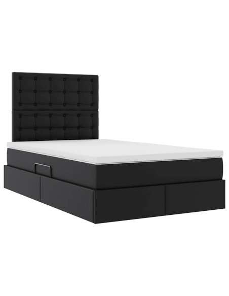 Letto con Contenitore Nero 120 x 190 cm Pelle Sintetica
