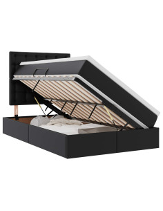 Letto con Contenitore Nero 120 x 200 cm Pelle Sintetica 2
