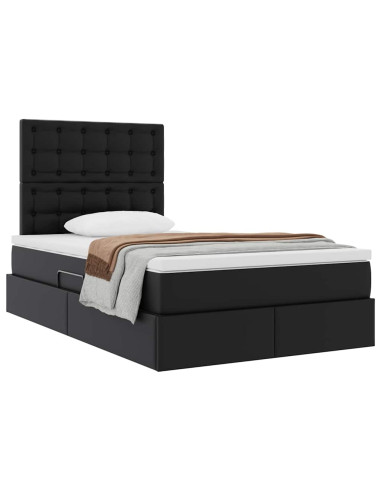 Letto con Contenitore Nero 120 x 200 cm Pelle Sintetica