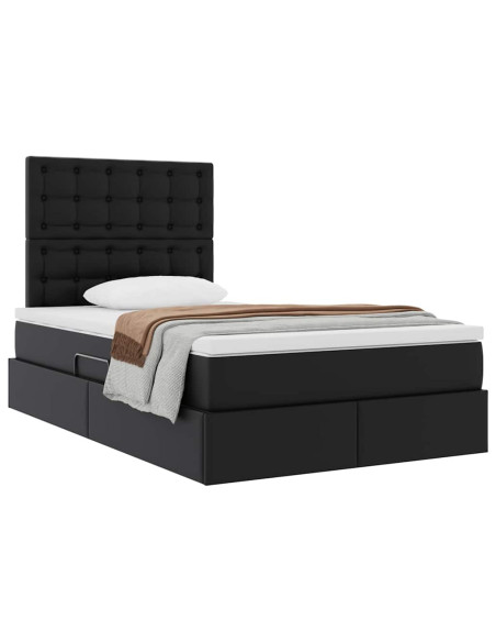 Letto con Contenitore Nero 120 x 200 cm Pelle Sintetica