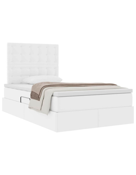 Letto con Contenitore Bianco Puro 120 x 200 cm Pelle Sintetica