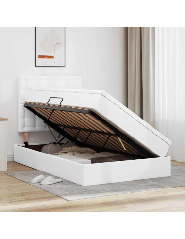 Letto con Contenitore Bianco Puro 120 x 200 cm Pelle Sintetica