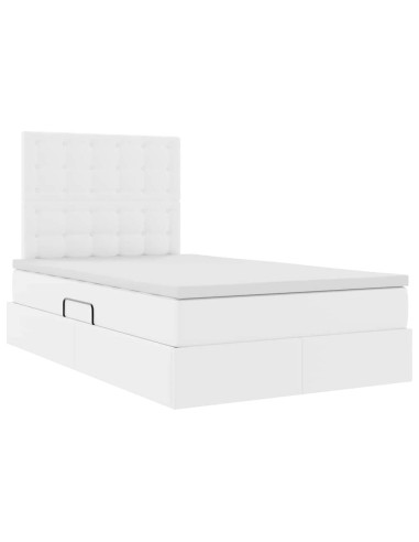Letto con Contenitore Bianco Puro 120 x 200 cm Pelle Sintetica