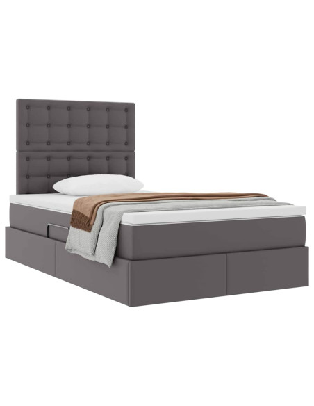 Letto con Contenitore Grigio 120 x 200 cm Pelle Sintetica