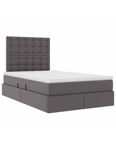 Letto con Contenitore Grigio 120 x 200 cm Pelle Sintetica