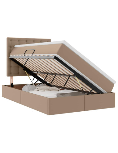 Letto con Contenitore Cappuccino 120 x 200 cm Pelle Sintetica