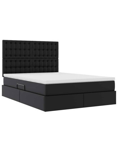 Letto con Contenitore Nero 140 x 190 cm Pelle Sintetica