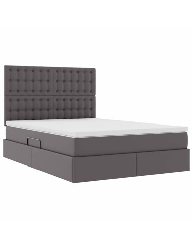 Letto con Contenitore Grigio 140 x 190 cm Pelle Sintetica