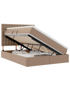 Letto con Contenitore Cappuccino 140 x 190 cm Pelle Sintetica 2