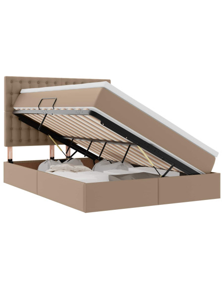 Letto con Contenitore Cappuccino 140 x 190 cm Pelle Sintetica