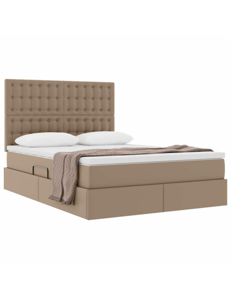 Letto con Contenitore Cappuccino 140 x 190 cm Pelle Sintetica