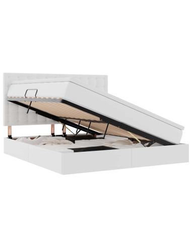 Letto con Contenitore Bianco Puro 160 x 200 cm Pelle Sintetica
