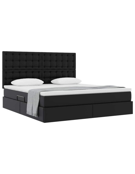 Letto con Contenitore Nero 180 x 200 cm Pelle Sintetica
