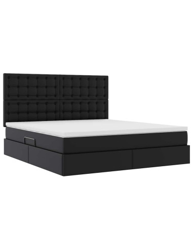 Letto con Contenitore Nero 180 x 200 cm Pelle Sintetica