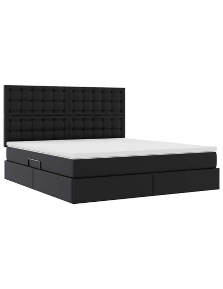Letto con Contenitore Nero 180 x 200 cm Pelle Sintetica