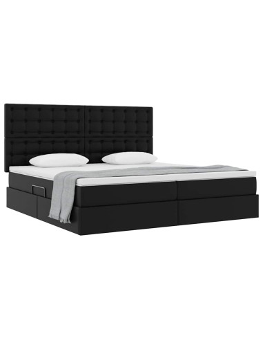 Letto con Contenitore Nero 200 x 200 cm Pelle Sintetica