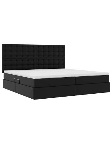 Letto con Contenitore Nero 200 x 200 cm Pelle Sintetica