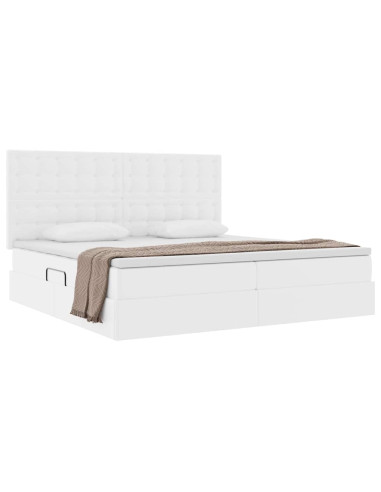 Letto con Contenitore Bianco Puro 200 x 200 cm Pelle Sintetica