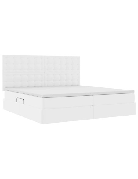 Letto con Contenitore Bianco Puro 200 x 200 cm Pelle Sintetica