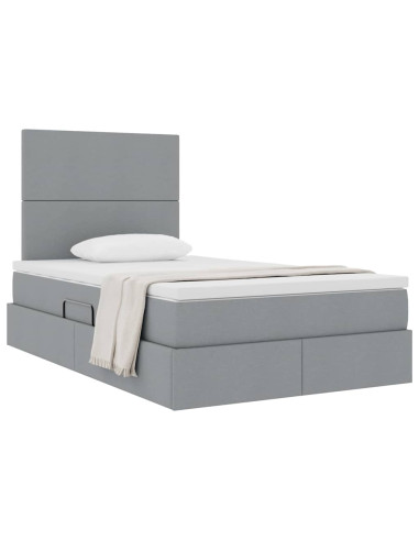 Letto con contenitore e materasso Grigio chiaro 120 x 200 cm