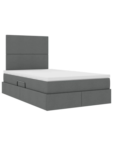 Letto con contenitore e materasso Grigio scuro 120 x 200 cm