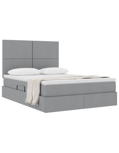 Letto con contenitore e materasso Grigio chiaro 140 x 190 cm