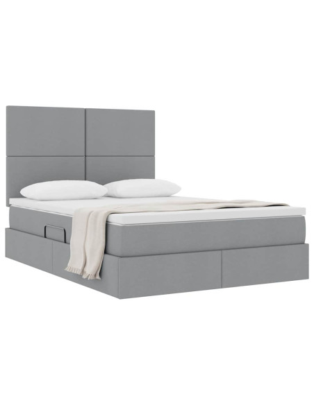 Letto con contenitore e materasso Grigio chiaro 140 x 190 cm