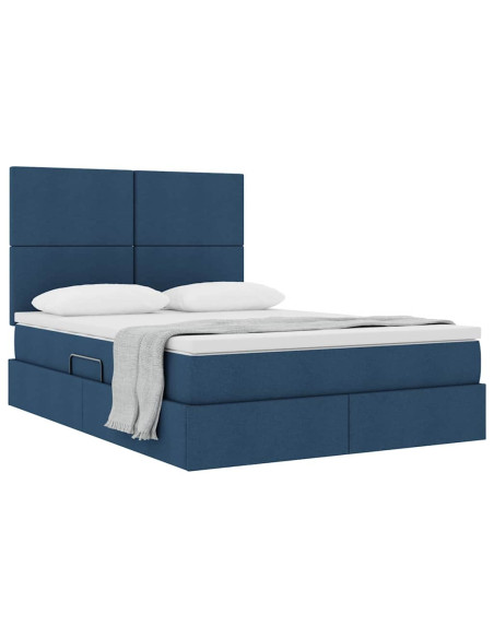 Letto con contenitore e materasso Blu 140 x 190 cm Poliestere
