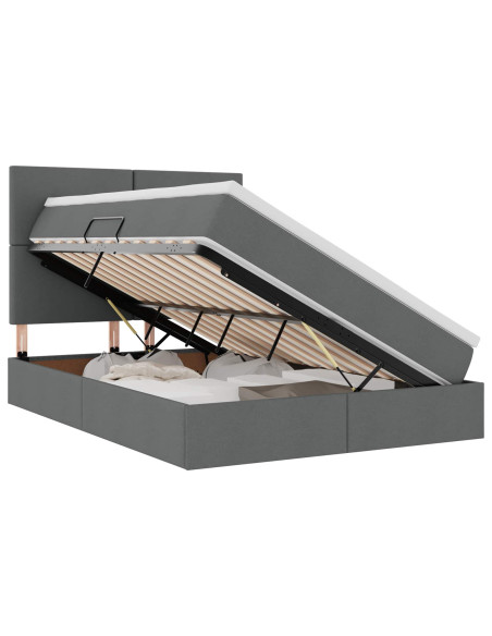 Letto con contenitore e materasso Grigio scuro 140 x 200 cm