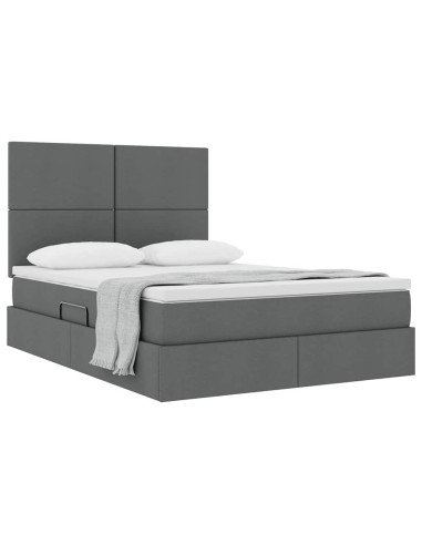 Letto con contenitore e materasso Grigio scuro 140 x 200 cm
