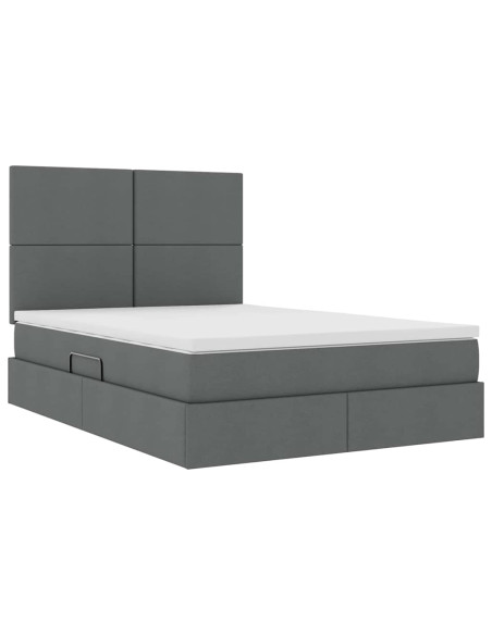 Letto con contenitore e materasso Grigio scuro 140 x 200 cm