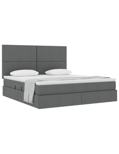 Letto con contenitore e materasso Grigio scuro 160 x 200 cm